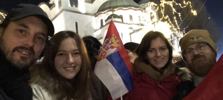 Welcoming Putin in Belgrade with my Serbian and Russian friends. Дочекујем Путина у Београду са мојим српским и руским пријатељима.